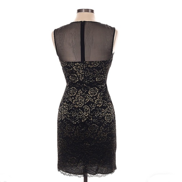 Diane von Furstenberg Black with Gold Metallic Lace Dress - Picture 3 of 6
